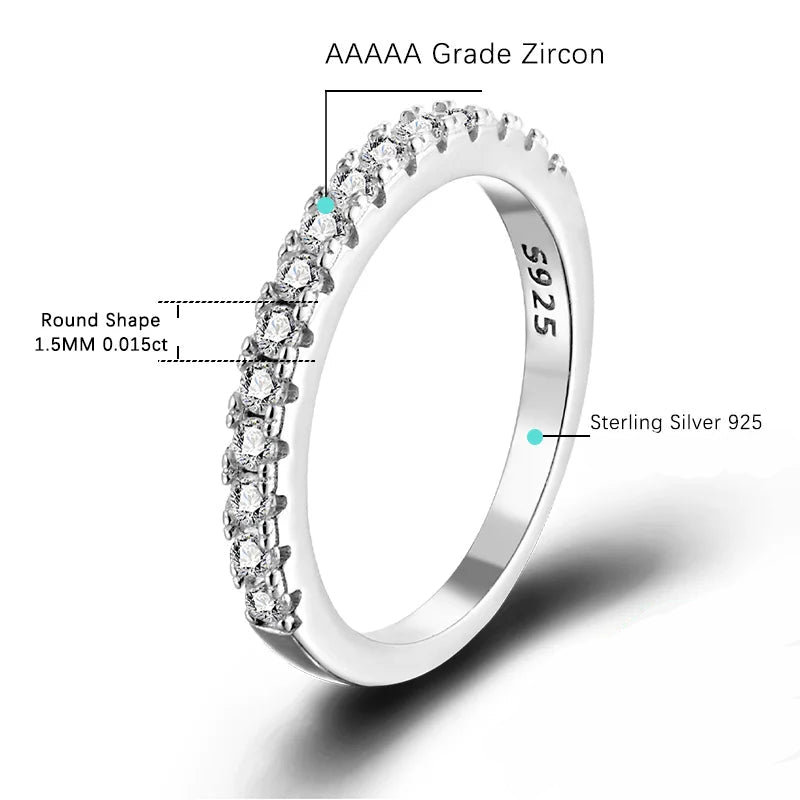 ALIZERO 1.5mm D Color Moissanite Ring with GRA 925 Sterling Sliver Plated 18k White Gold Wedding Rings for Women Fine Jewelry