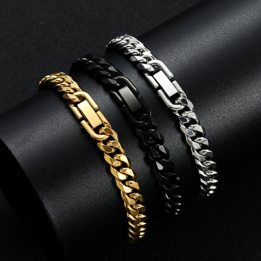 Guld och Svart Cuban Chain Armband Mode Smycke för Män