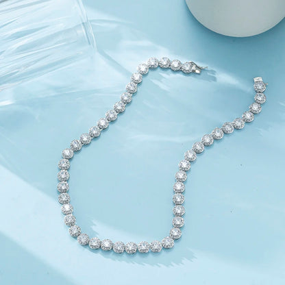 Halsband för Kvinnor med  S925 Silver och Fulla Diamanter, Moissanite Smycke