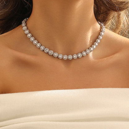 Halsband för Kvinnor med  S925 Silver och Fulla Diamanter, Moissanite Smycke