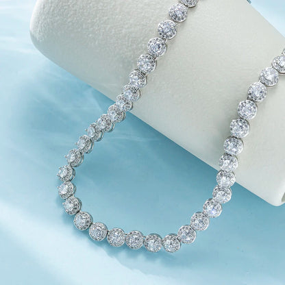 Halsband för Kvinnor med  S925 Silver och Fulla Diamanter, Moissanite Smycke