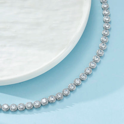 Halsband för Kvinnor med  S925 Silver och Fulla Diamanter, Moissanite Smycke
