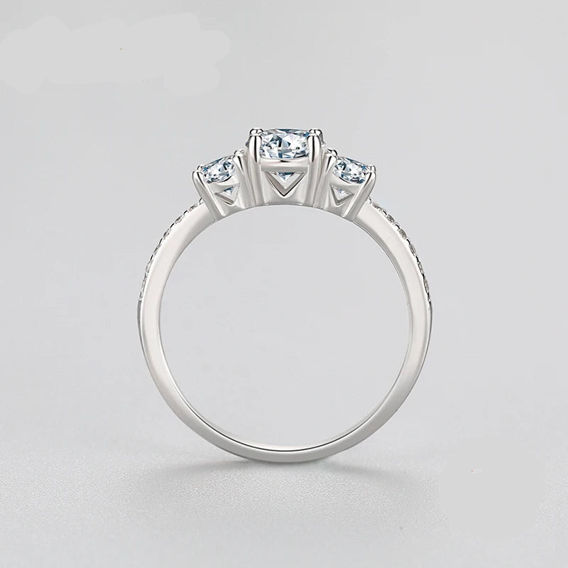 Sterling Silver Lyx Ring – Rund Emerald Cut Zircon för Kvinnor, Bröllopssmycke