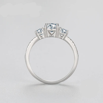 Sterling Silver Lyx Ring – Rund Emerald Cut Zircon för Kvinnor, Bröllopssmycke