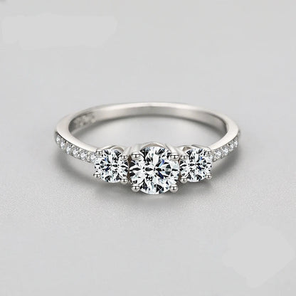 Sterling Silver Lyx Ring – Rund Emerald Cut Zircon för Kvinnor, Bröllopssmycke