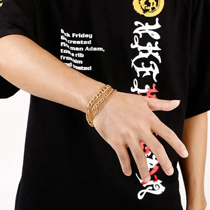 Metal Guld Färgad Figaro Länk Armband för Män