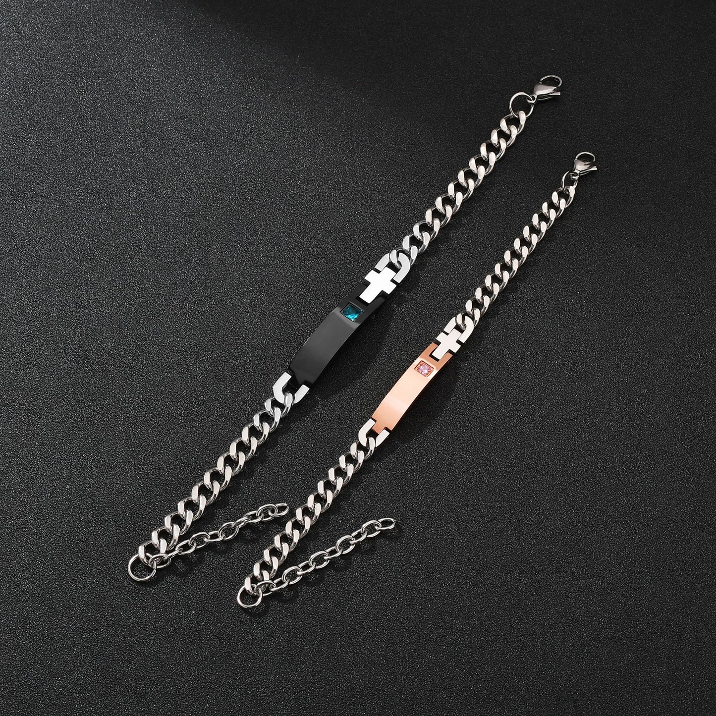 Guld Färgad Armband Stål, Tjock Hand Chain och Blank Bar, Smycke för Män och Kvinnor