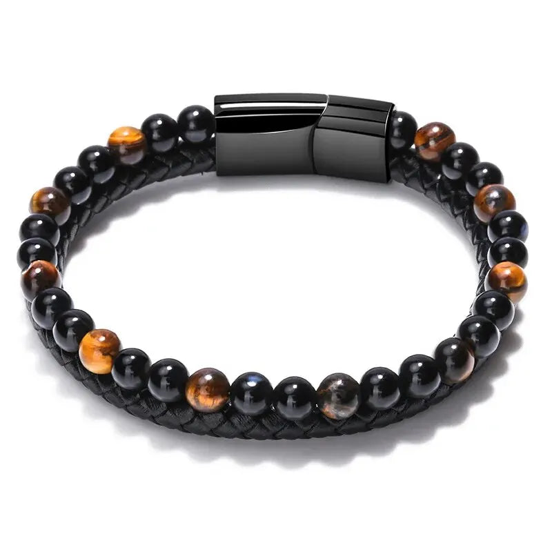 Armband – Tiger Eye och Lava Sten Beads, Smycke för Män och Kvinnor