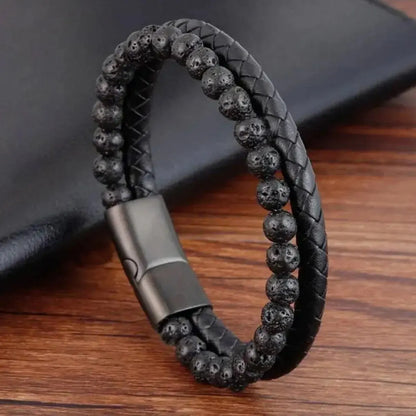 Armband – Tiger Eye och Lava Sten Beads, Smycke för Män och Kvinnor