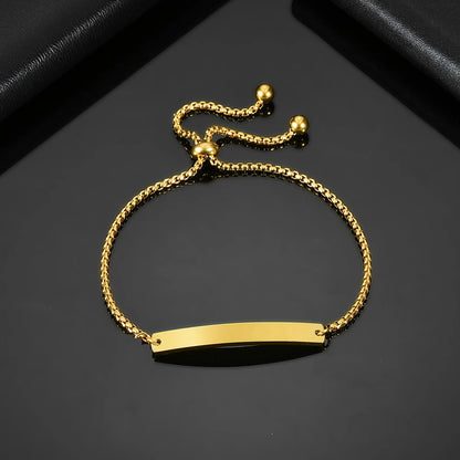 Guld Färgad Armband Stål, Tjock Hand Chain och Blank Bar, Smycke för Män och Kvinnor