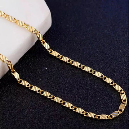 Mode 18K Guld  och Sterling Silver Halsband – 2mm, 16-30 Tum, Sidor Chain för Kvinnor och Män, 925 Sterling Silver Smycke