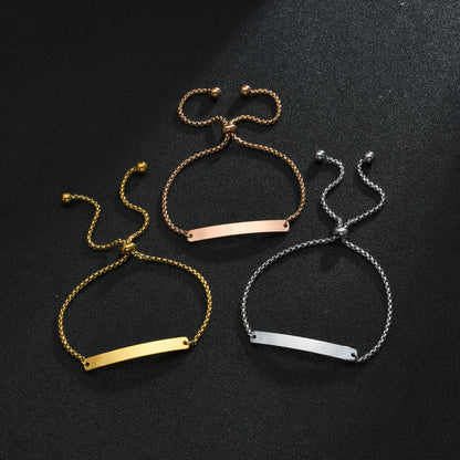 Guld Färgad Armband Stål, Tjock Hand Chain och Blank Bar, Smycke för Män och Kvinnor