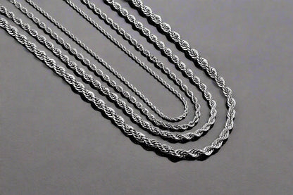 Halsband för Män – Rostfritt Stål Minimalistisk Twist Repkedja, Guld eller Silver, 2-5mm