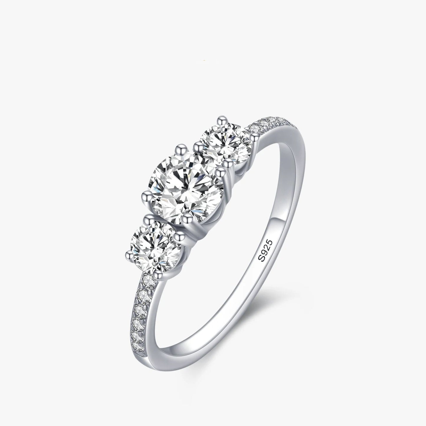 Sterling Silver Lyx Ring – Rund Emerald Cut Zircon för Kvinnor, Bröllopssmycke