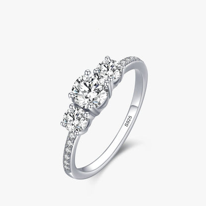 Sterling Silver Lyx Ring – Rund Emerald Cut Zircon för Kvinnor, Bröllopssmycke