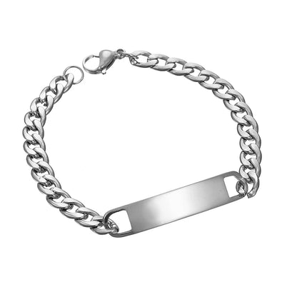 Guld Färgad Armband Stål, Tjock Hand Chain och Blank Bar, Smycke för Män och Kvinnor