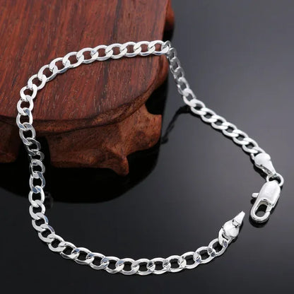 925 Sterling Silver Punk Chain Armband för Män och Kvinnor