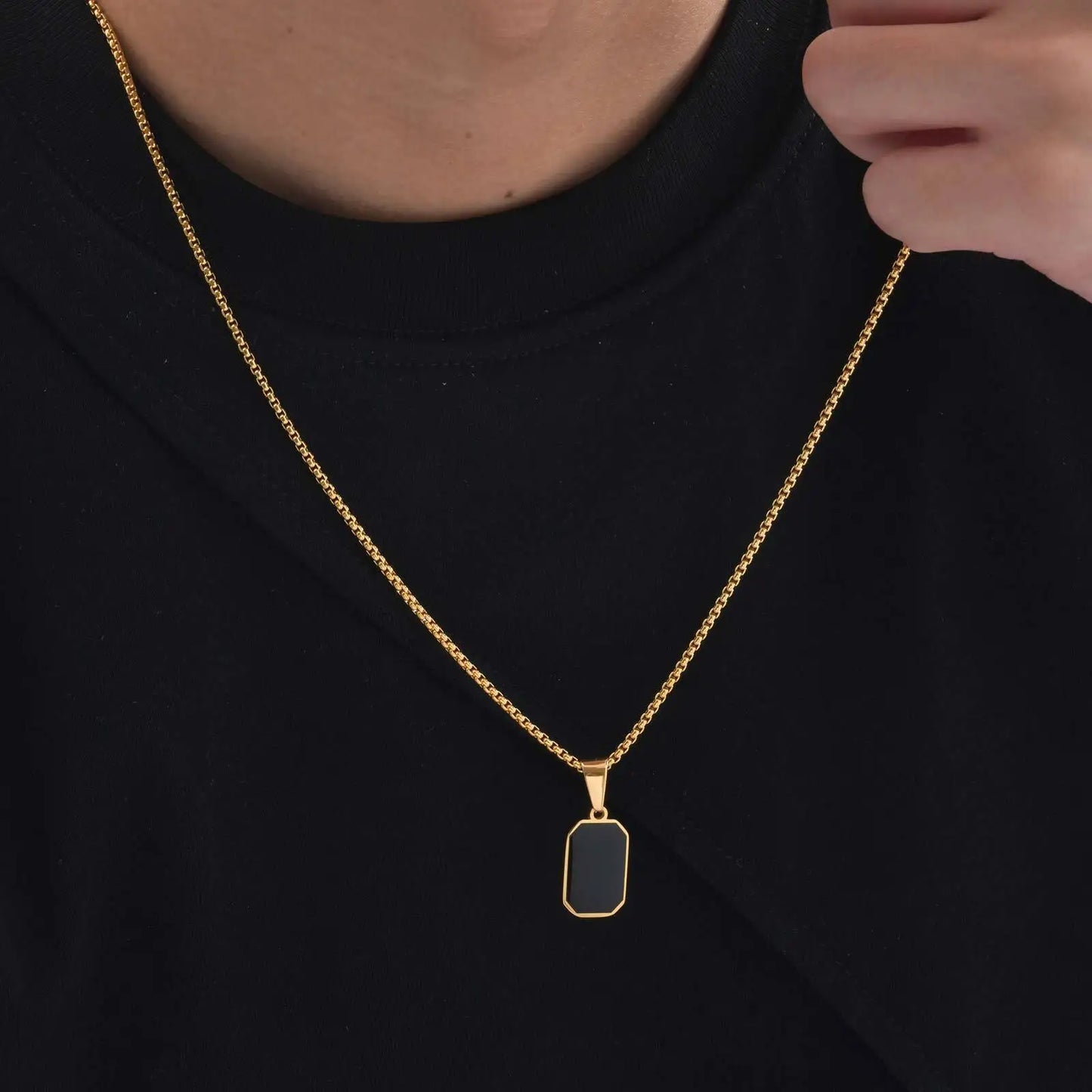 Casual Svart med silver och guld Emalj Halsband för Män