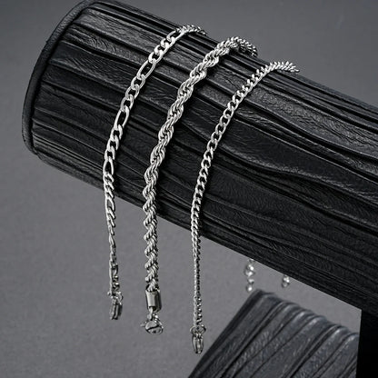 925 Sterling Silver Punk Chain Armband för Män och Kvinnor