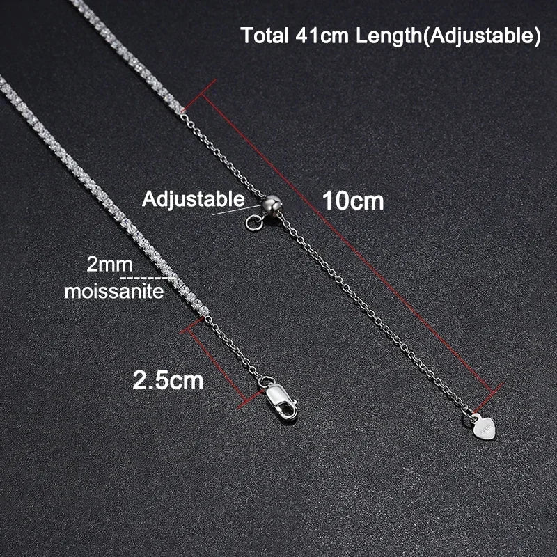 2mm Moissanite  Halsband för Kvinnor – S925 Silver med 18K Guldplätering