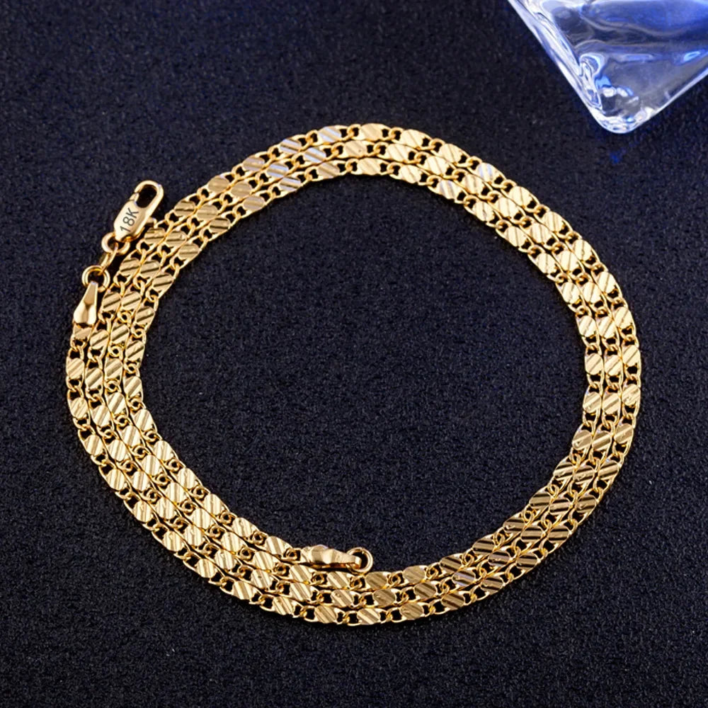 Mode 18K Guld  och Sterling Silver Halsband – 2mm, 16-30 Tum, Sidor Chain för Kvinnor och Män, 925 Sterling Silver Smycke