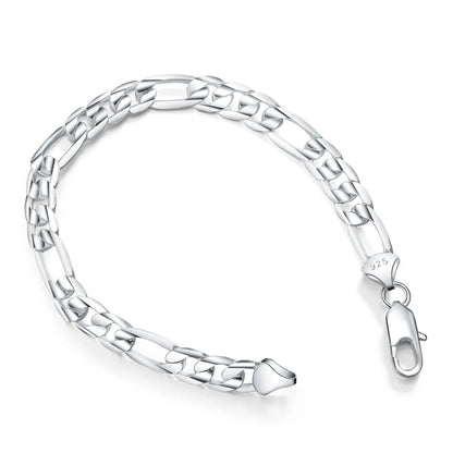 925 Sterling Silver Punk Chain Armband för Män och Kvinnor