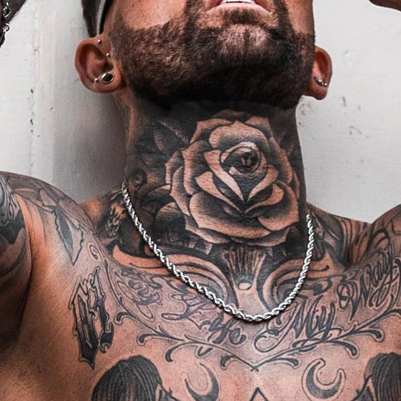 Halsband för Män – Rostfritt Stål Minimalistisk Twist Repkedja, Guld eller Silver, 2-5mm