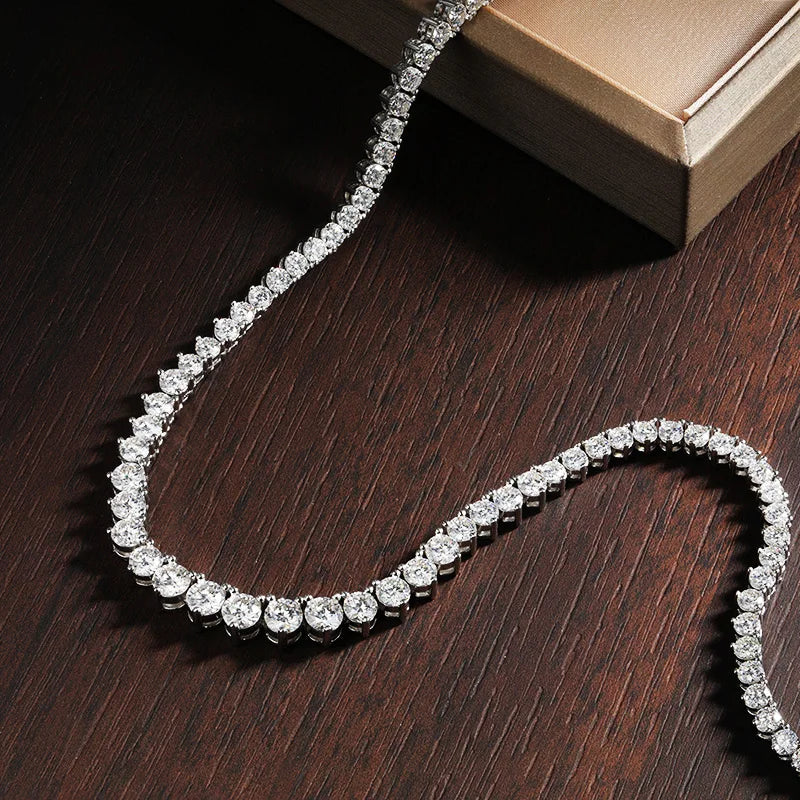 Luxury Moissanite Halsband med 925 Sterling Silver och 18K Vit Guld