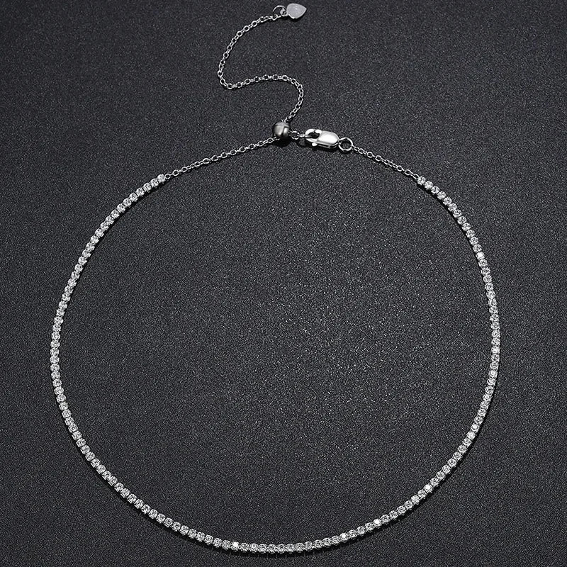 2mm Moissanite  Halsband för Kvinnor – S925 Silver med 18K Guldplätering