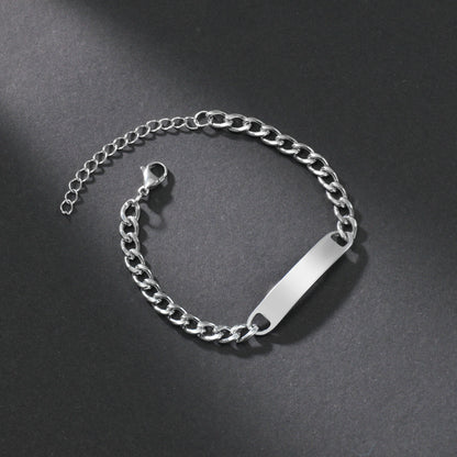 Guld Färgad Armband Stål, Tjock Hand Chain och Blank Bar, Smycke för Män och Kvinnor