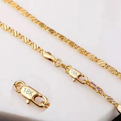Mode 18K Guld  och Sterling Silver Halsband – 2mm, 16-30 Tum, Sidor Chain för Kvinnor och Män, 925 Sterling Silver Smycke