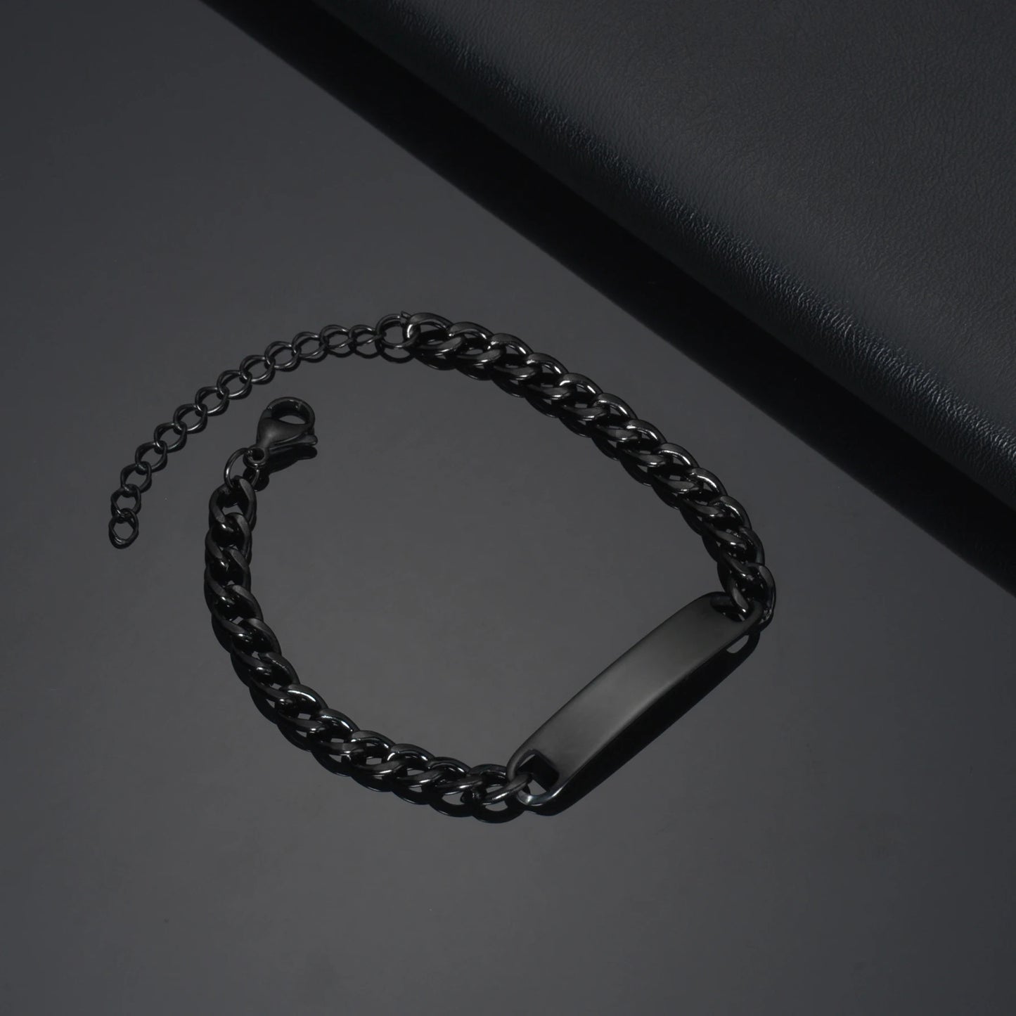 Guld Färgad Armband Stål, Tjock Hand Chain och Blank Bar, Smycke för Män och Kvinnor