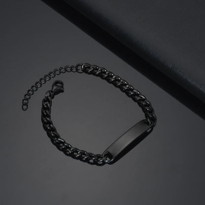 Guld Färgad Armband Stål, Tjock Hand Chain och Blank Bar, Smycke för Män och Kvinnor