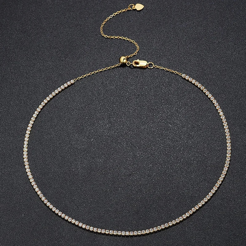 2mm Moissanite  Halsband för Kvinnor – S925 Silver med 18K Guldplätering