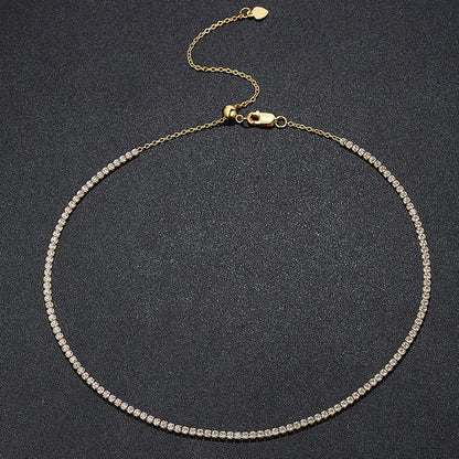 2mm Moissanite  Halsband för Kvinnor – S925 Silver med 18K Guldplätering