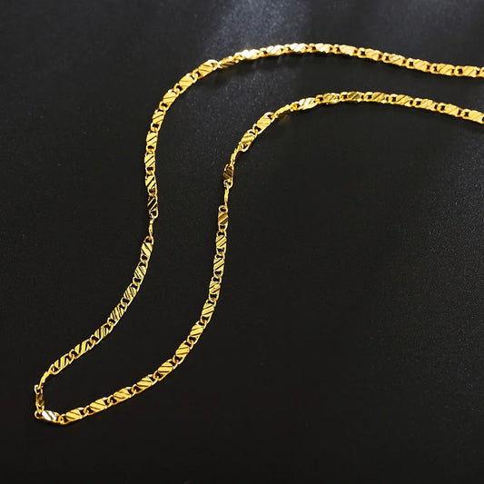 Mode 18K Guld  och Sterling Silver Halsband – 2mm, 16-30 Tum, Sidor Chain för Kvinnor och Män, 925 Sterling Silver Smycke