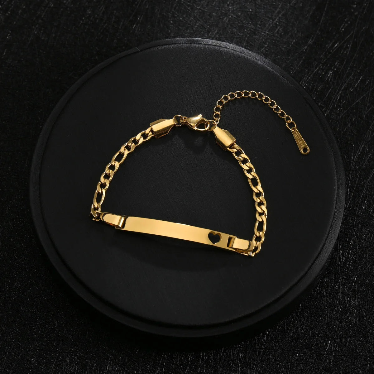 Guld Färgad Armband Stål, Tjock Hand Chain och Blank Bar, Smycke för Män och Kvinnor