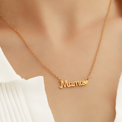 "Stainless Steel Halsband – 'Mama Love' Hjärtformad Bokstavscharms Halskedja, Mors Dags Smycke"