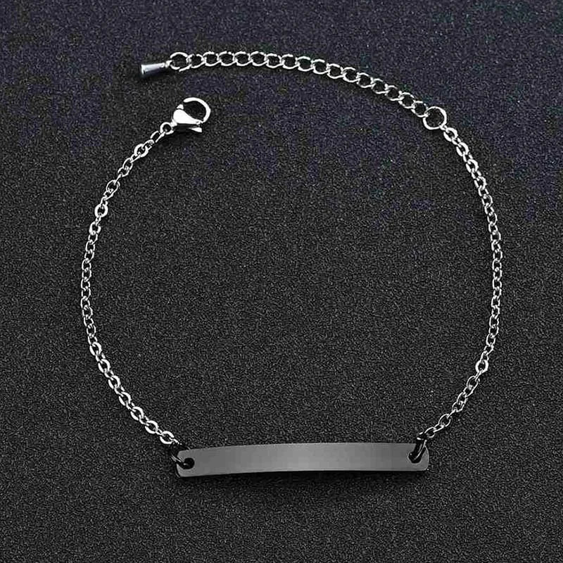 Guld Färgad Armband Stål, Tjock Hand Chain och Blank Bar, Smycke för Män och Kvinnor