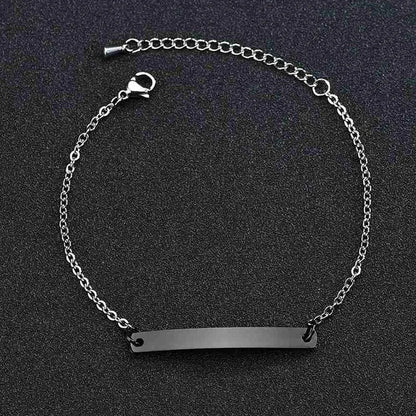Guld Färgad Armband Stål, Tjock Hand Chain och Blank Bar, Smycke för Män och Kvinnor
