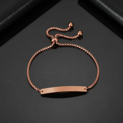 Guld Färgad Armband Stål, Tjock Hand Chain och Blank Bar, Smycke för Män och Kvinnor