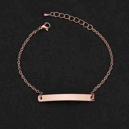 Guld Färgad Armband Stål, Tjock Hand Chain och Blank Bar, Smycke för Män och Kvinnor