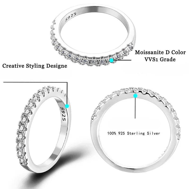 ALIZERO 1.5mm D Color Moissanite Ring with GRA 925 Sterling Sliver Plated 18k White Gold Wedding Rings for Women Fine Jewelry