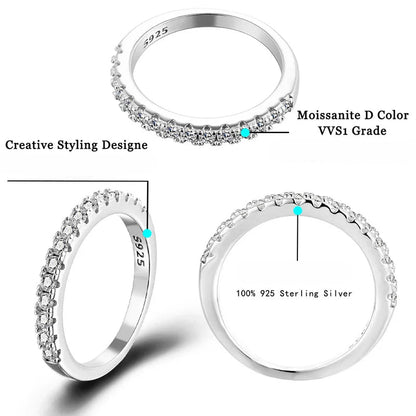 ALIZERO 1.5mm D Color Moissanite Ring with GRA 925 Sterling Sliver Plated 18k White Gold Wedding Rings for Women Fine Jewelry