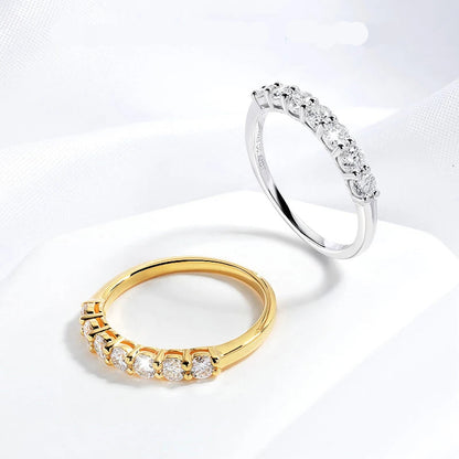 Moissanite Ring för Kvinnor med S925 Silver och 18K Guldplätering