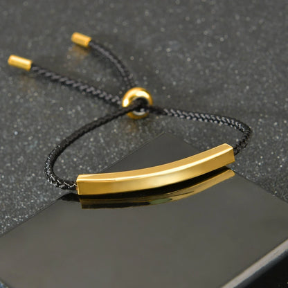 Guld Färgad Armband Stål, Tjock Hand Chain och Blank Bar, Smycke för Män och Kvinnor