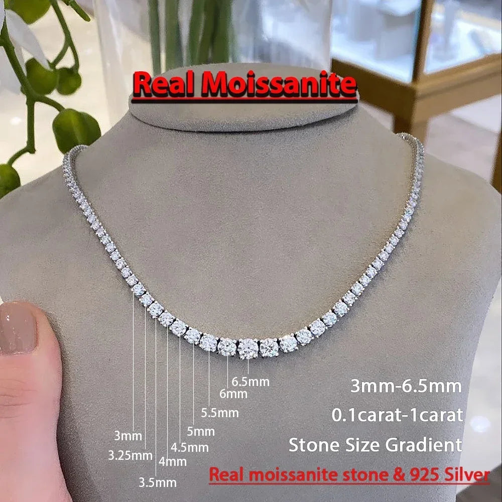Halsband med  Graderade Diamanter 3-5mm i 925 Sterling Silver och 18K Guldplätering