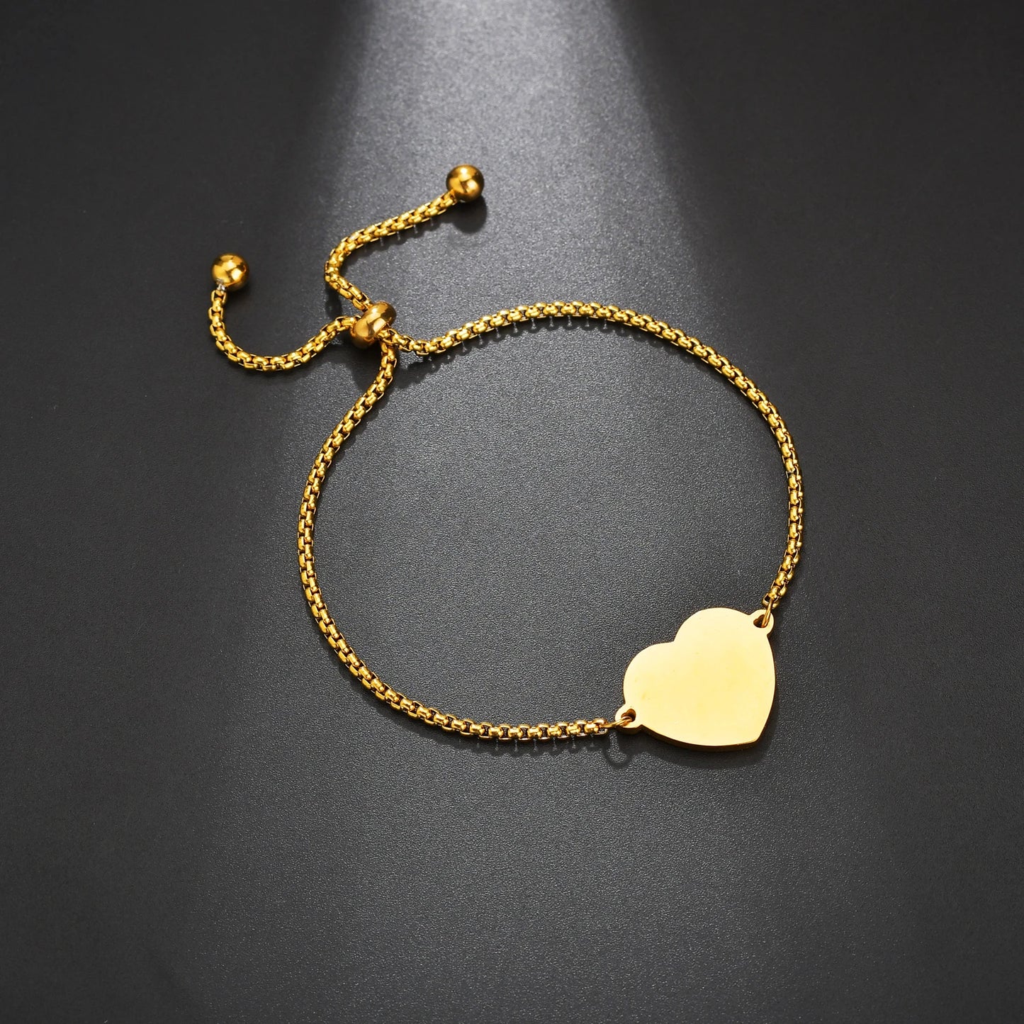 Guld Färgad Armband Stål, Tjock Hand Chain och Blank Bar, Smycke för Män och Kvinnor