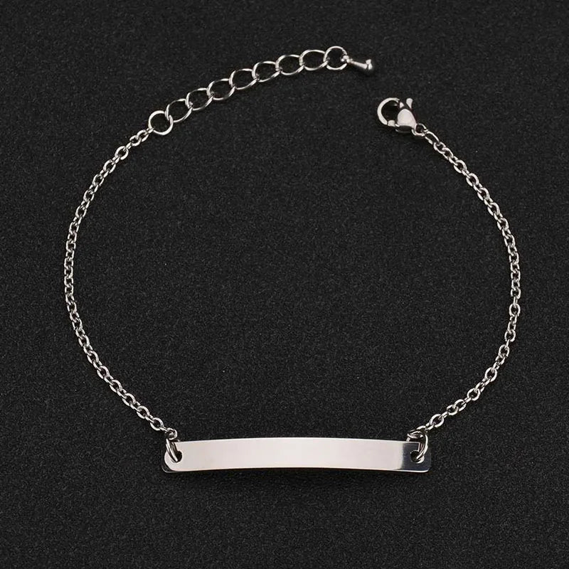Guld Färgad Armband Stål, Tjock Hand Chain och Blank Bar, Smycke för Män och Kvinnor