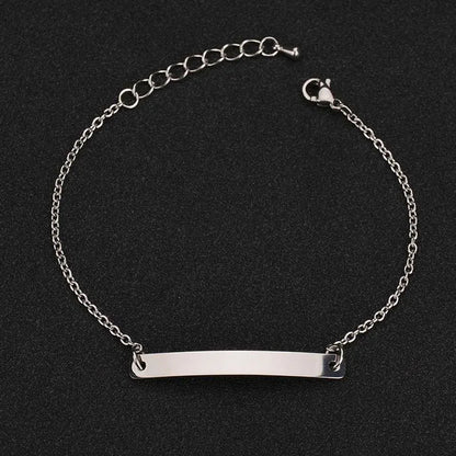 Guld Färgad Armband Stål, Tjock Hand Chain och Blank Bar, Smycke för Män och Kvinnor